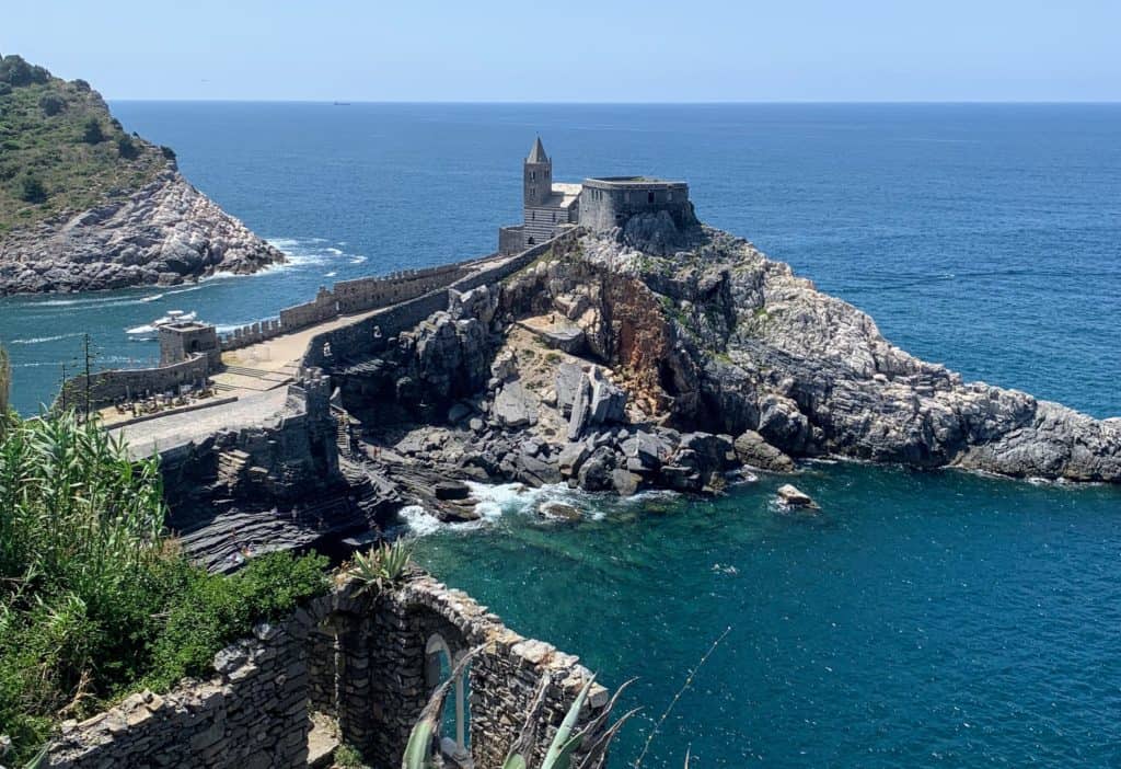 Portovenere Italy View Of San Pietro Church On Rocky Promontory Mediterranean Sea