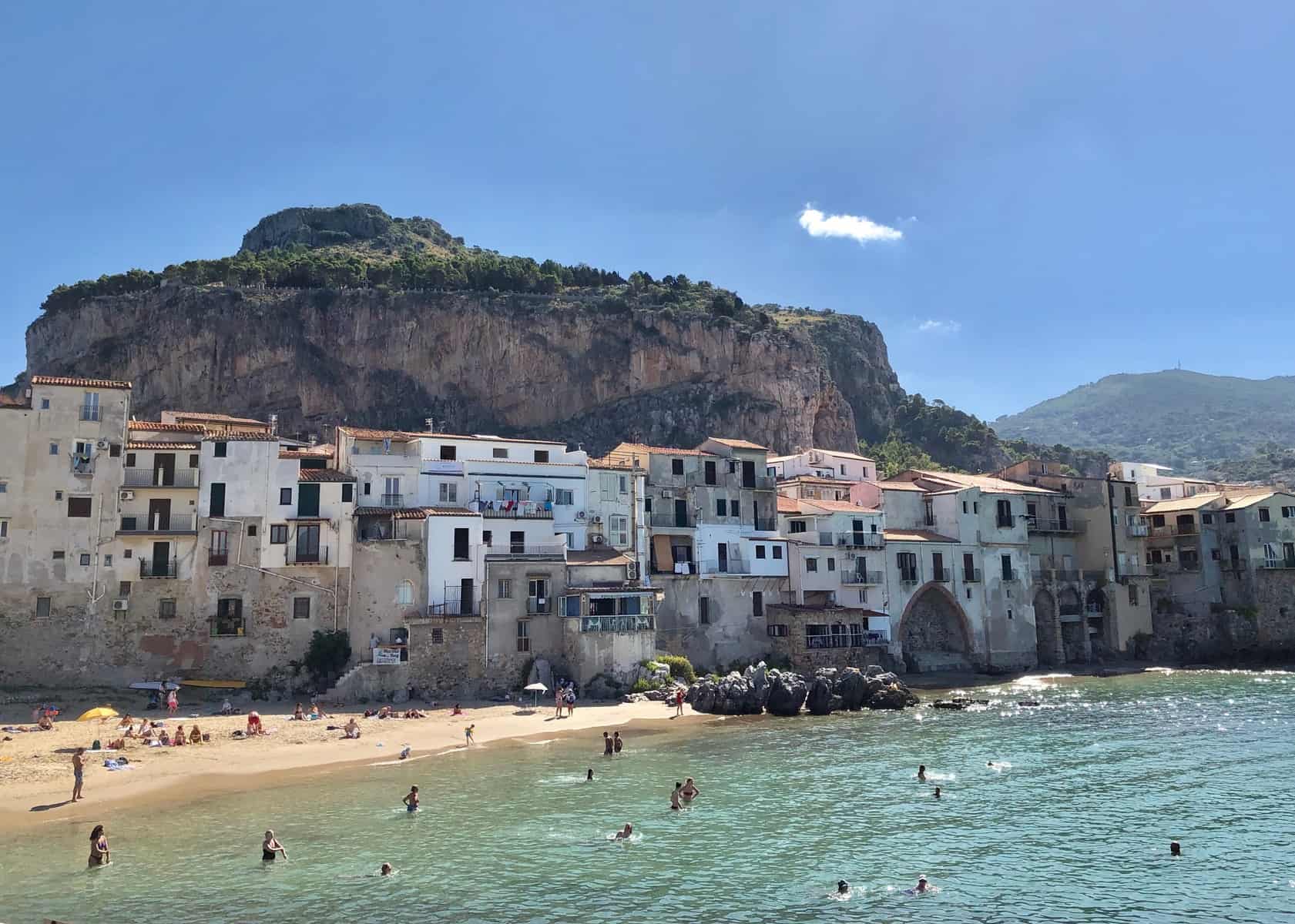 Sicily Cefalu Beach Old Buildings La Rocca