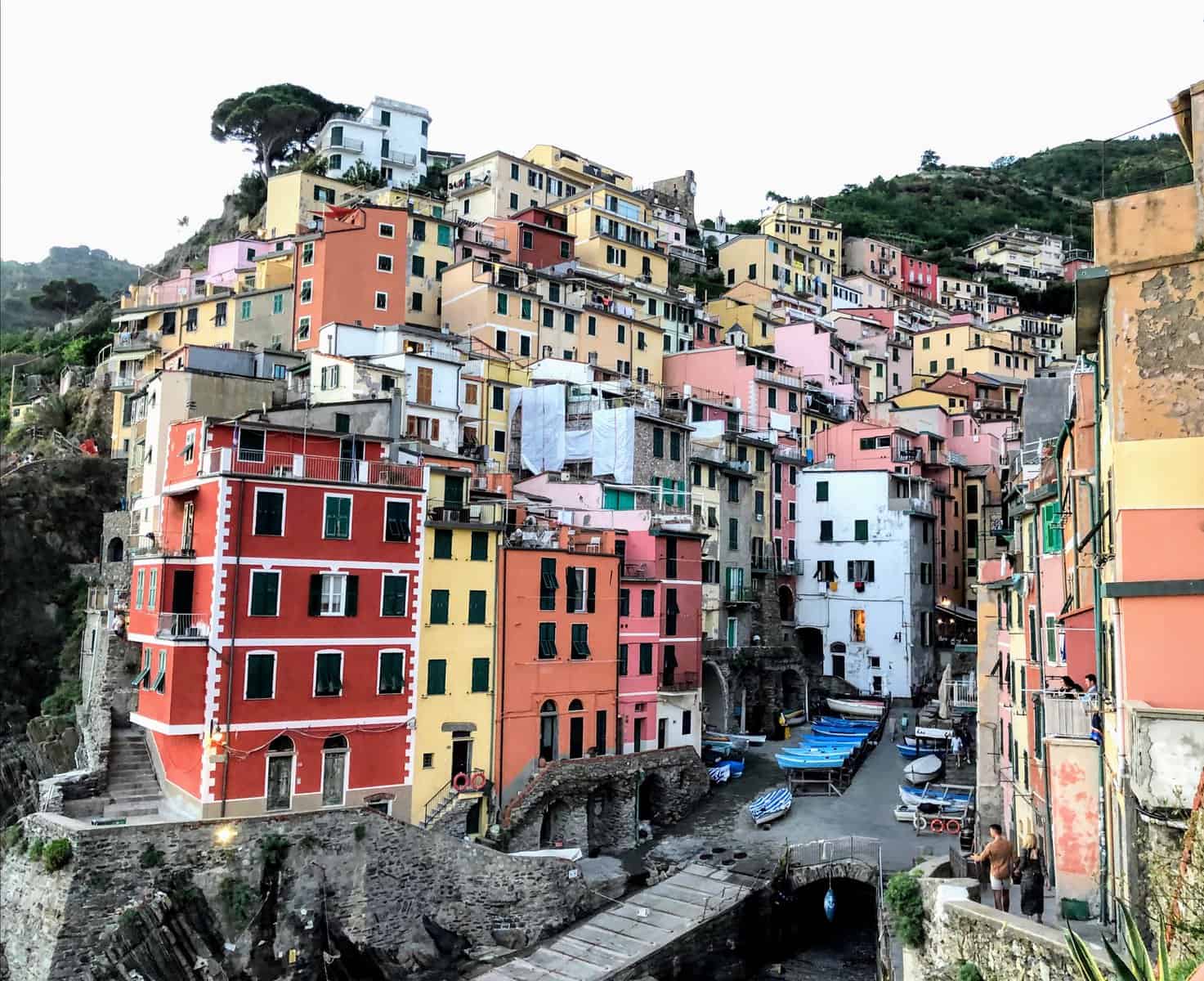 Riomaggiore Cinque Terre Harbor With Colorful Houses And Boats