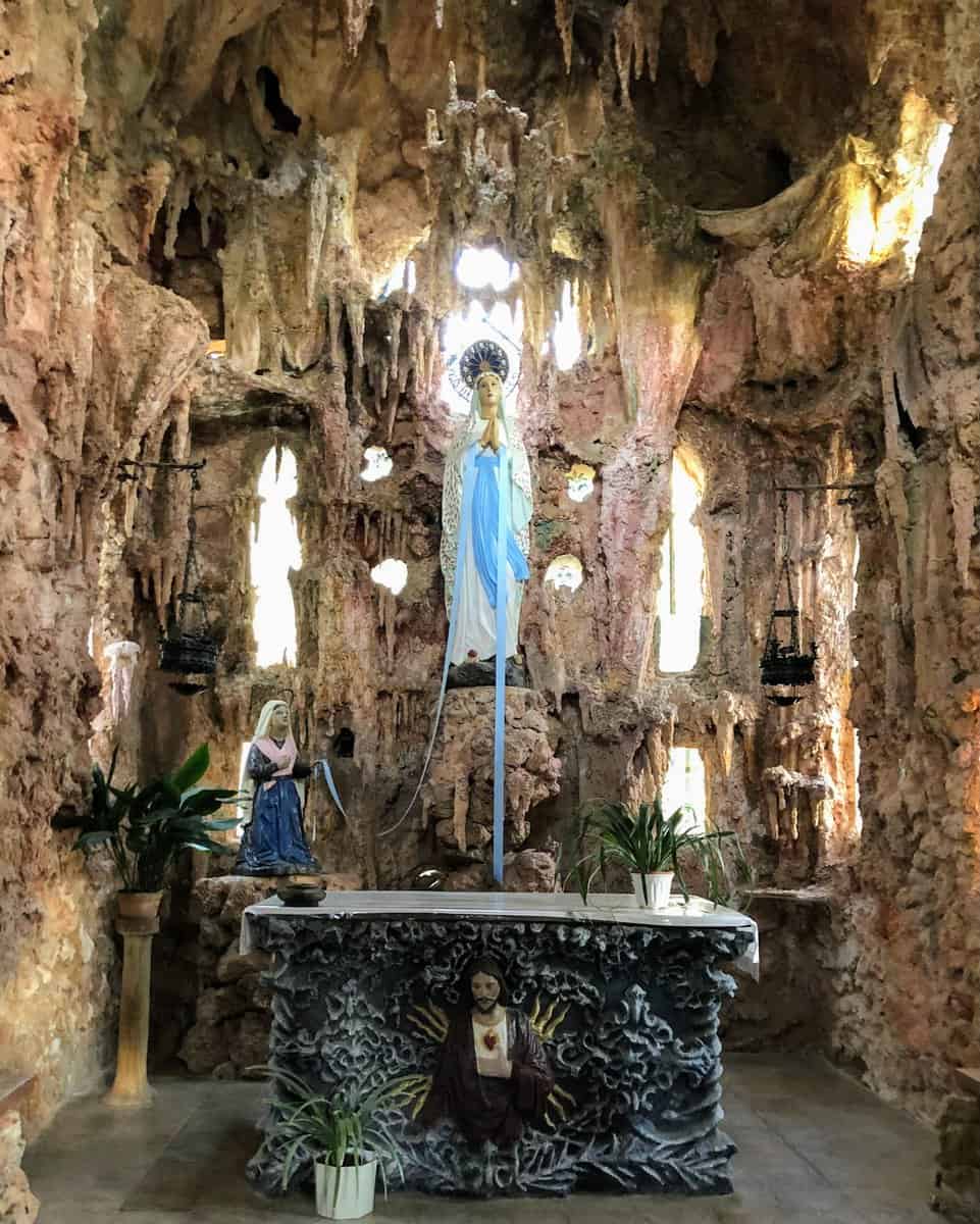 Soller Mallorca Sa Capelleta Sanctuary Art Nouveau Modernista Architecture Interior Chapel With Rough Stone Walls Mary And Jesus