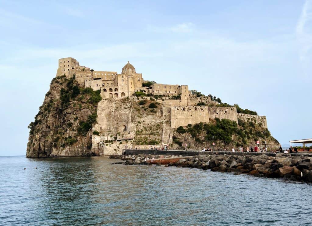 Staying in Ischia's Castello Aragonese - Lions in the Piazza