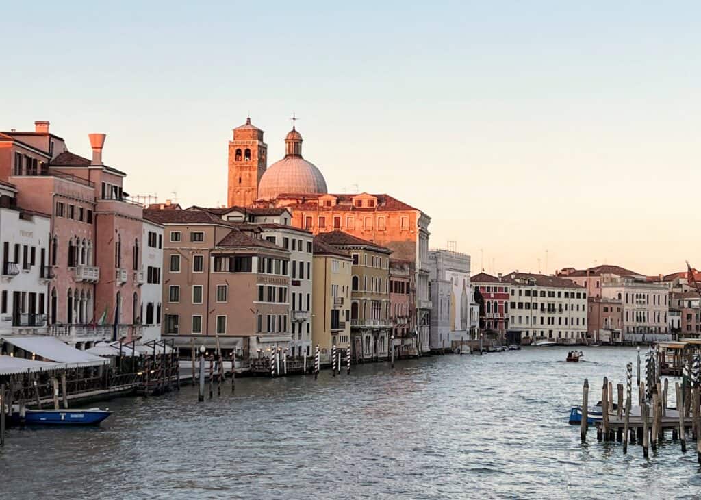 Venice View Cannaregio District Grand Canal Sunset Dome Bell Tower Boat