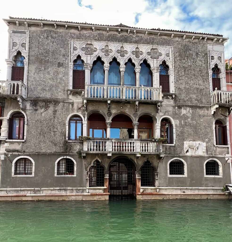 House Of The Camel Cannaregio District Venice Canal And Grey Stone Facade With Plaque