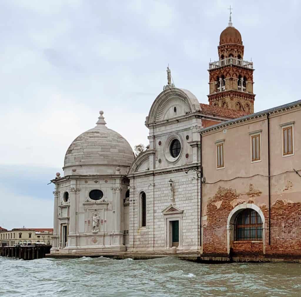 Venice Church Of San Michele Isola White Facade Brick Bell Tower Early Renaissance Church Island Lagoon