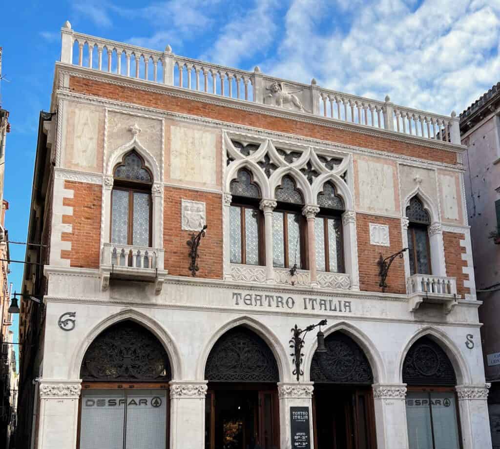 Venice Cannaregio District Neo Gothic Palace Teatro Italia Spar Supermarket Exterior Facade