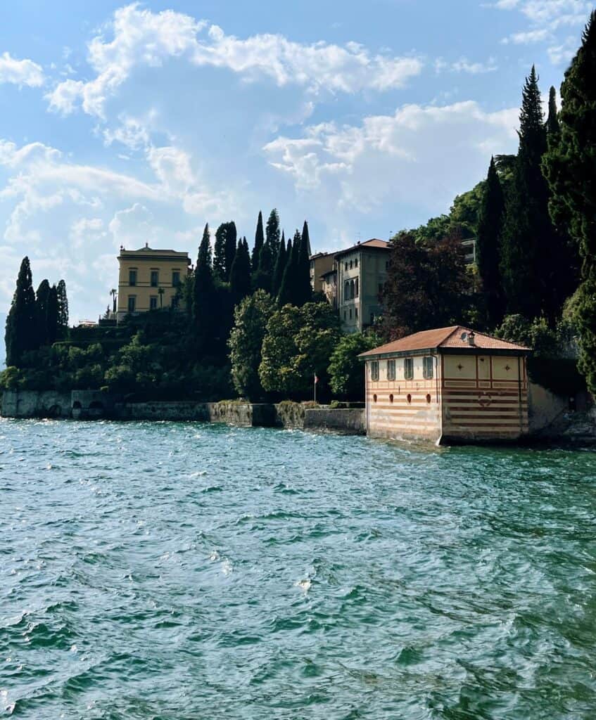 Lake Como View Of Lakeside Houses And Cypress Trees