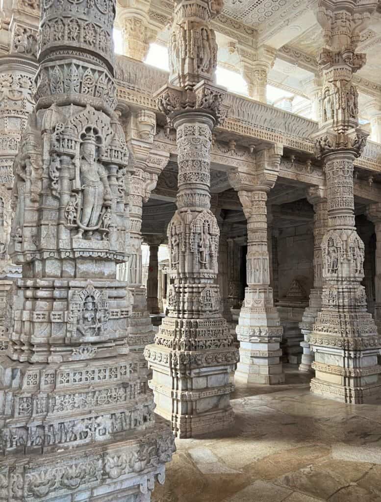 Carved Marble Columns With Religious Figures Ranakpur Fifteenth Century Jain Temple Rajasthan Architecture