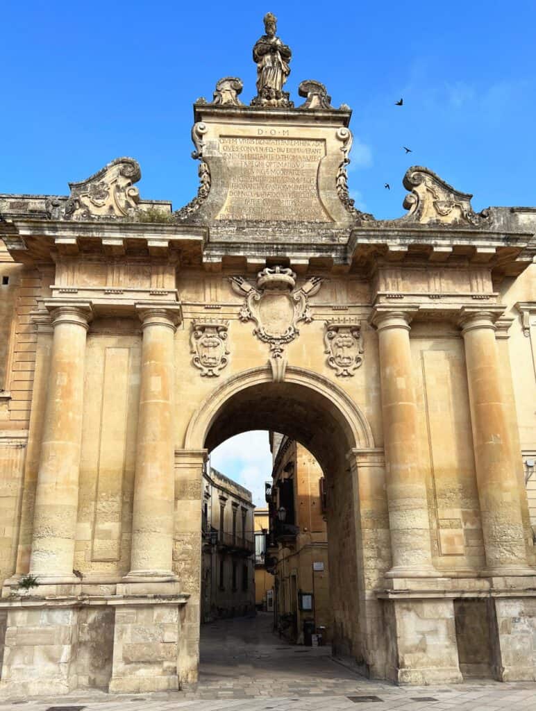 Lecce Porta San Biagio Baroque Gate Evening Light Puglia Italy
