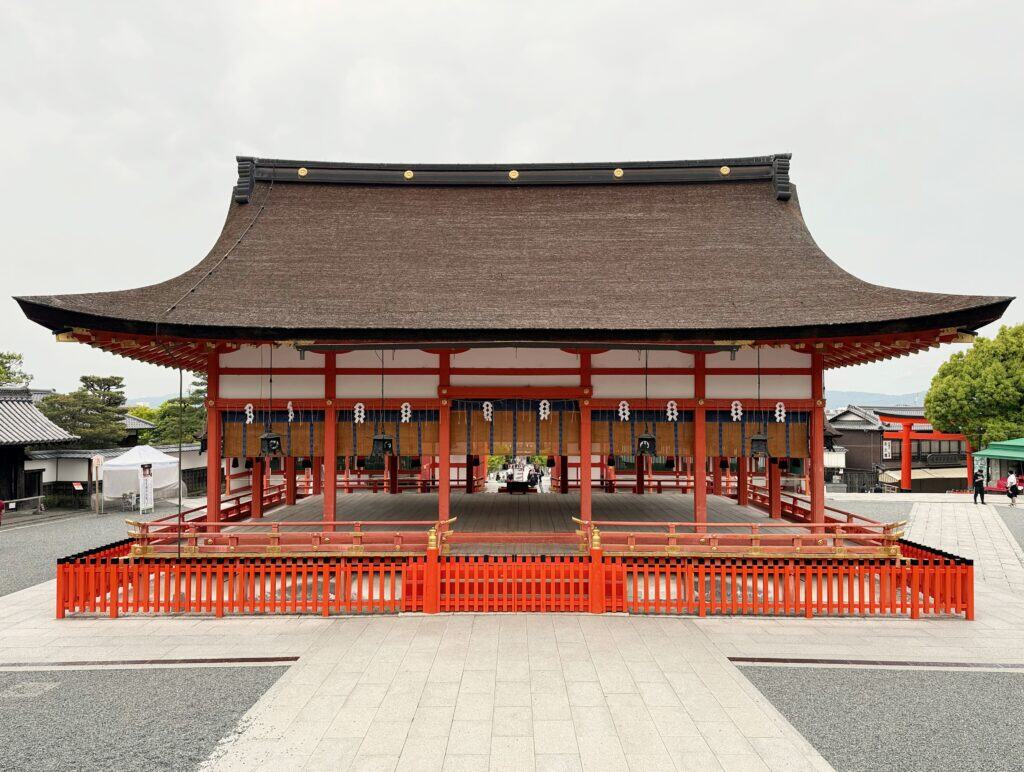 Fushimi Inari Kyoto Honden Main Shrine Wood Structure Painted White And Orange