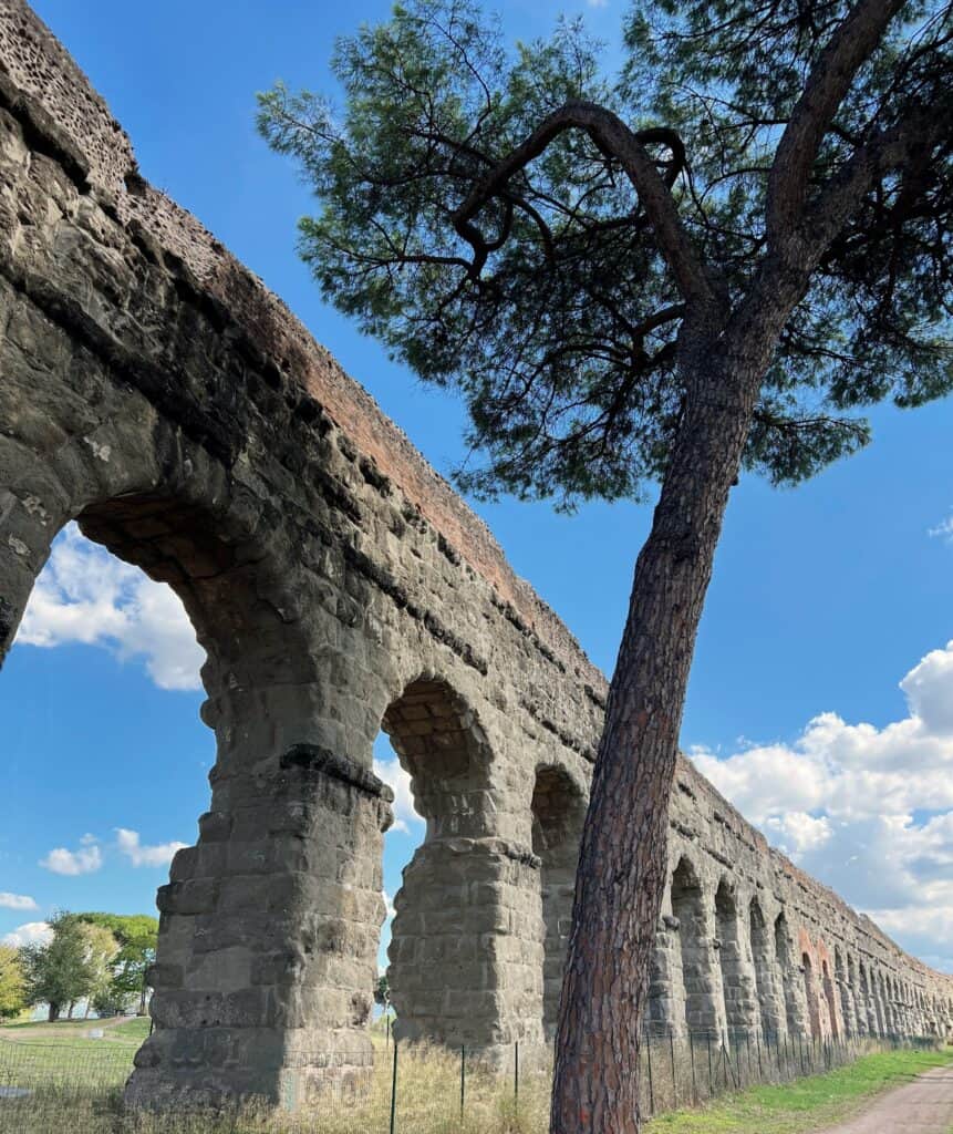 Rome Aqua Claudia Ancient Aqueduct In The Park Of The Aqueducts