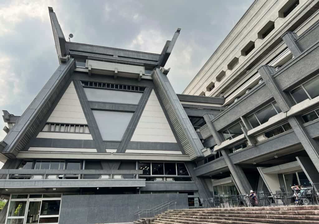 Kyoto International Conference Center Exterior Brutalist Architecture A-frame And Slanted Concrete Walls