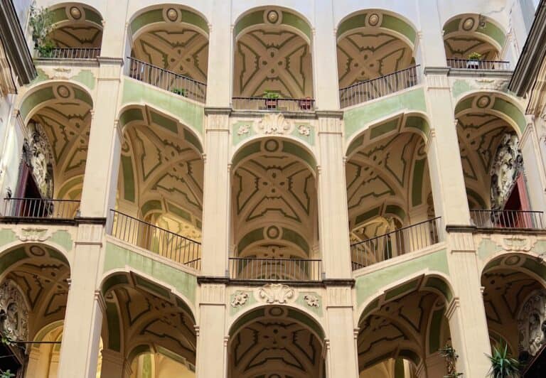 Naples Piazza Della Spagnola Sanfelice Exterior Staircase Decorative Ceilings Baroque Rococo Architecture Rione Sanita District